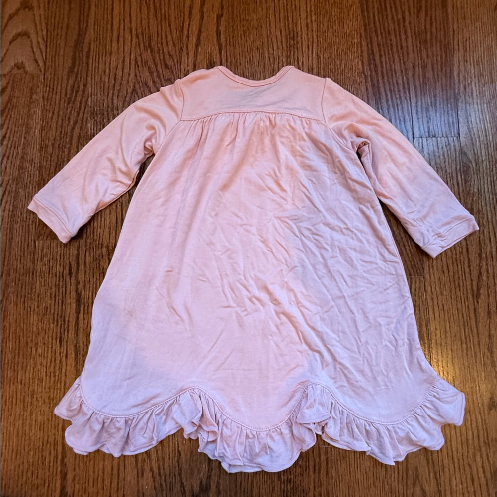 Kickee Pants Long Sleeve Flower Dress in Baby Rose 12-18 Months - Picture 2 of 5